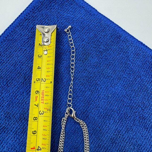 Silver Tone Pink Rhinestone Flower Statement Necklace 1940's 50's Retro Design - Picture 8 of 10